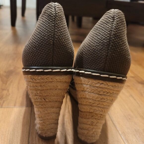 Tory Burch Canvas Espadrilles Wedge Brown Size 7 New - Picture 3 of 7